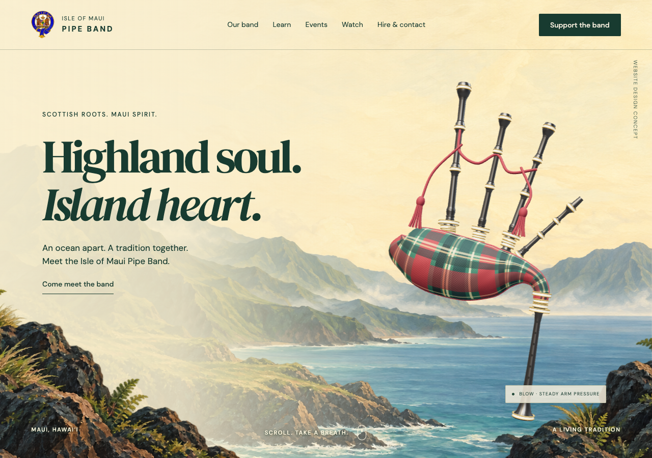 Isle of Maui Pipe Band redesign concept preview
